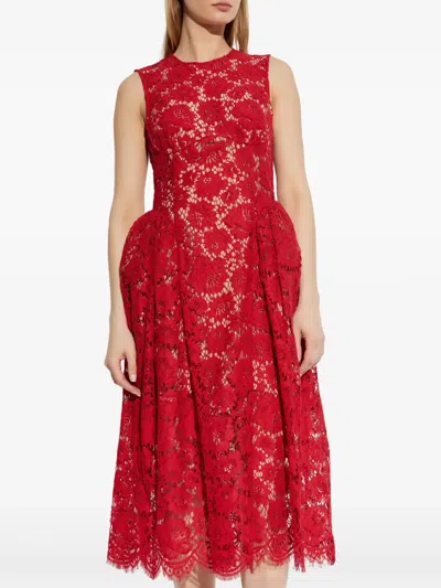 Self-portrait Lace Midi Dress In Red | ModeSens