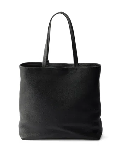 Prada Leather Tote Bag In Black