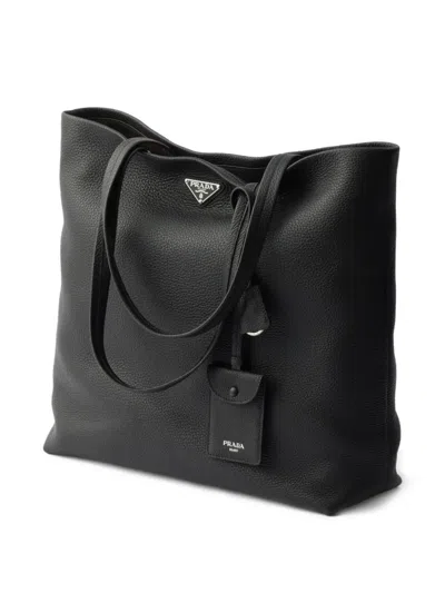 Prada Leather Tote Bag In Black