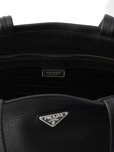 Prada Leather Tote Bag In Black