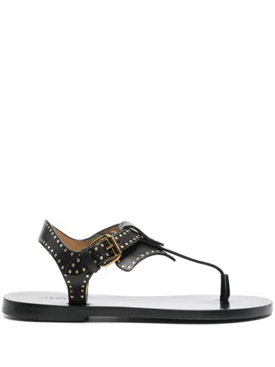 Isabel Marant Flat Thong Sandals With Metallic Studs In Black