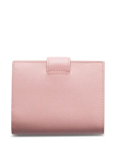 Prada Small Saffiano And Smooth Leather Wallet In Pink