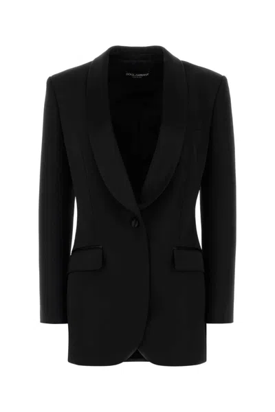 Dolce & Gabbana Black Stretch Wool Blend Blazer