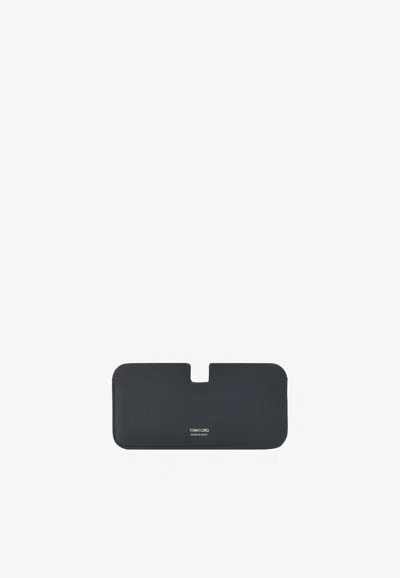 Tom Ford Cardholder In Grained Leather In Black