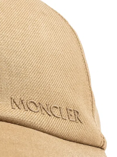 Moncler Linen-blend Cap In Neutrals