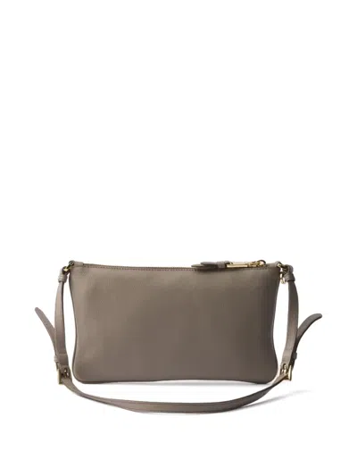 Prada Soft Calf Leather Shoulder Bag In Grey