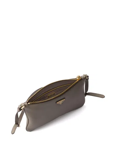 Prada Soft Calf Leather Shoulder Bag In Grey