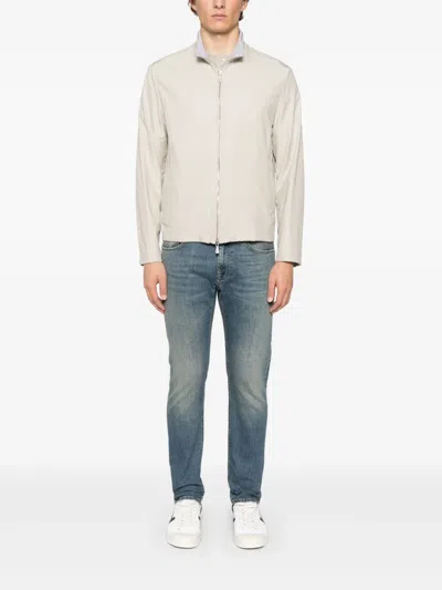 Eleventy Silk Jacket In Neutrals