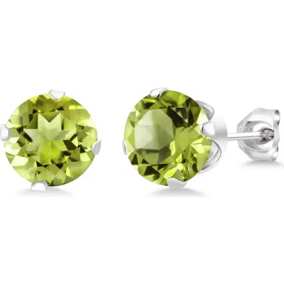 A & M A&m Round Cubic Zirconia Birthstone Stud Earrings In Peridot