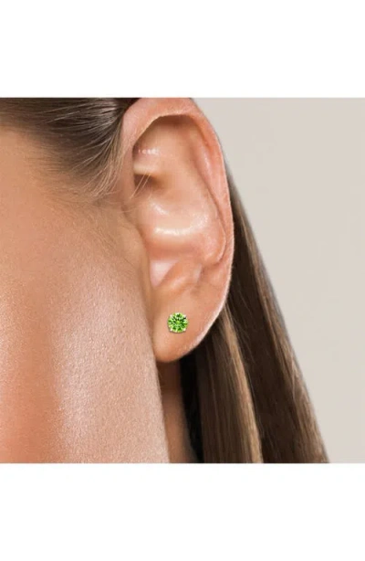 A & M A&m Round Cubic Zirconia Birthstone Stud Earrings In Peridot