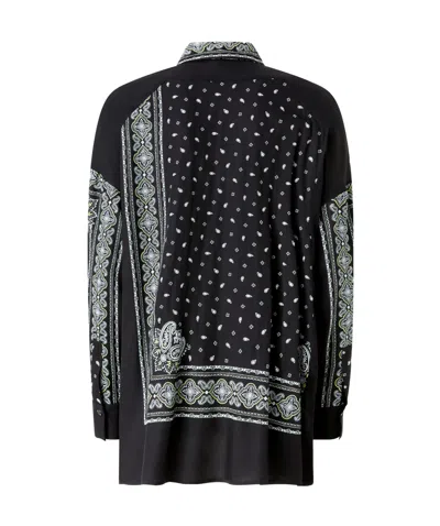 Pinko Twill Paisley Print Shirt Cashmere Design In Black