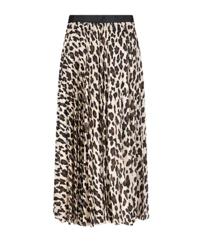 Sacai Asymmetrical Leopard Print Skirt With Adjustable Belt In Nude