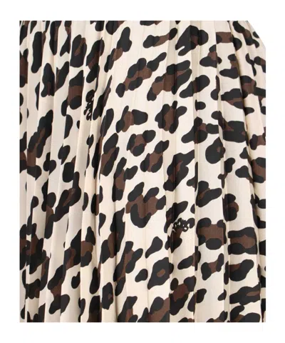 Sacai Asymmetrical Leopard Print Skirt With Adjustable Belt In Nude