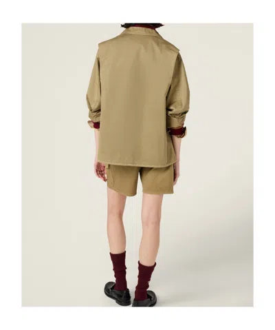 Miu Miu Satin Garment-dyed Utility Jacket In Brown