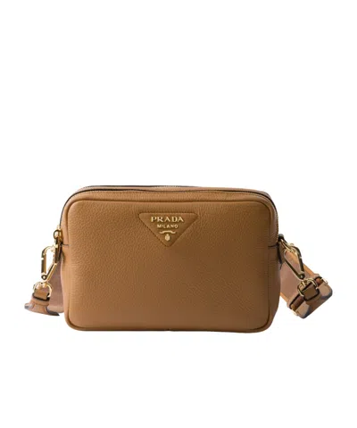 Prada Daino Soft Leather Camera Crossbody Bag In Brown