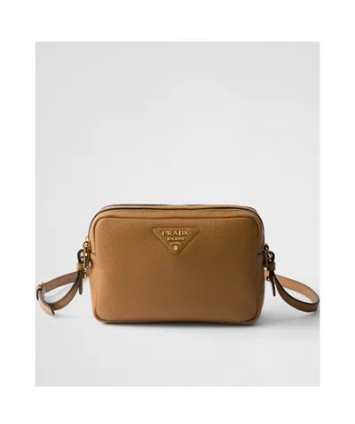 Prada Daino Soft Leather Camera Crossbody Bag In Brown