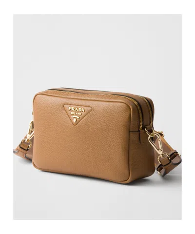 Prada Daino Soft Leather Camera Crossbody Bag In Brown