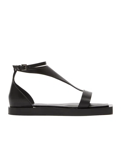 Max Mara Square Toe Flat Sandals In Black