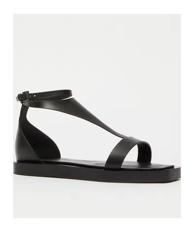 Max Mara Square Toe Flat Sandals In Black