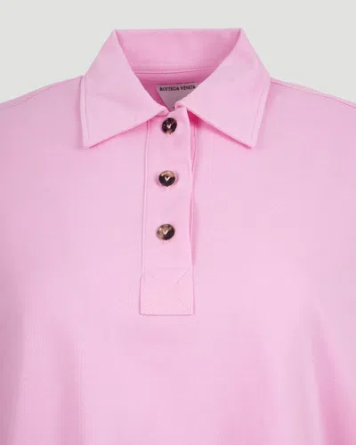 Bottega Veneta Short Sleeve Cropped Polo Shirt In Pink