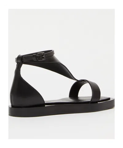 Max Mara Square Toe Flat Sandals In Black
