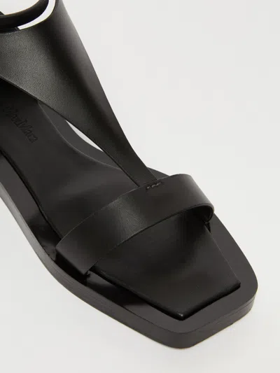 Max Mara Square Toe Flat Sandals In Black