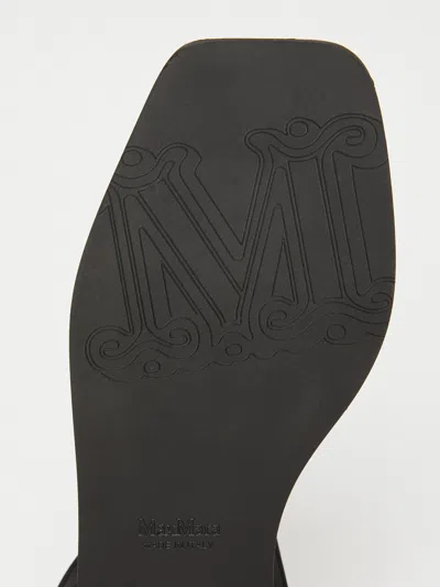 Max Mara Square Toe Flat Sandals In Black