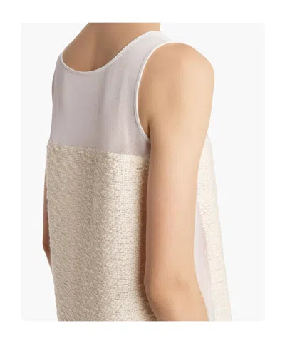 Khaite Miriele Tweed-paneled Knitted Maxi Dress In White