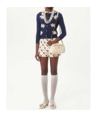 Valentino Virgin Wool Embroidered Cardigan In Blue