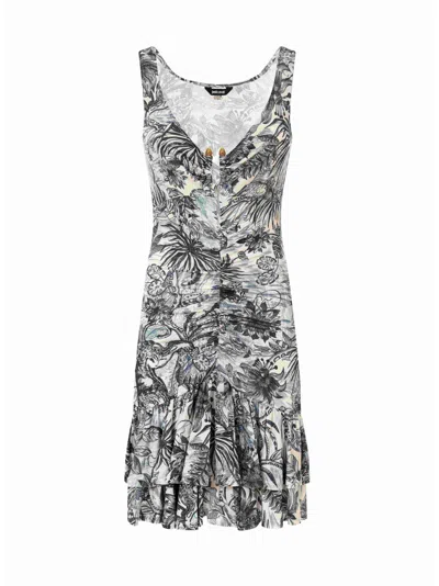 Just Cavalli Floral-print Dress In Blue