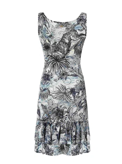 Just Cavalli Floral-print Dress In Blue
