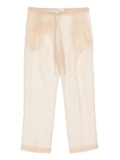 Khaite Beige Semi-transparent Silk Pants With Drawstring Waist