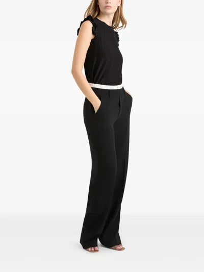 Cinq À Sept Cinq A Sept Lenore Ruffle Trimmed Silk Top In Black