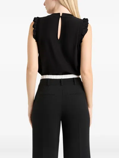 Cinq À Sept Cinq A Sept Lenore Ruffle Trimmed Silk Top In Black