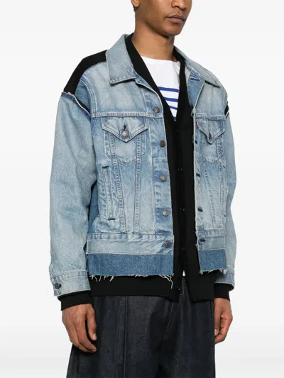 Junya Watanabe Denim Jacket With Cardigan In Blue