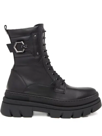 皮质低跟工装靴（5厘米）