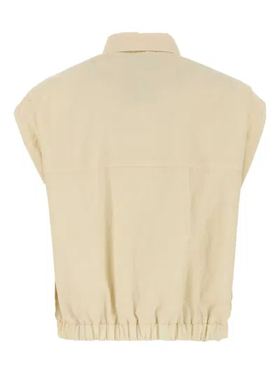Herno Collared Vest Nylon Front Pockets In Neutrals
