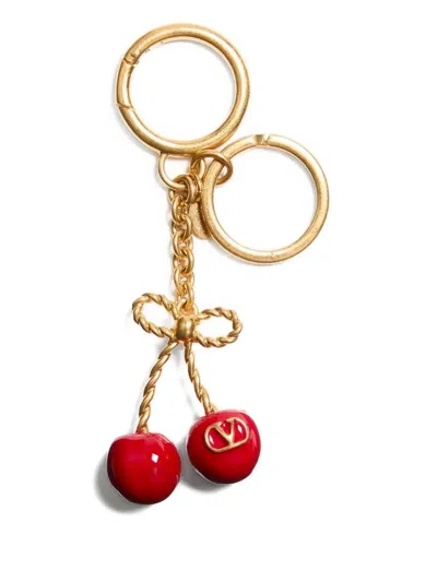 Valentino Chez  Vlogo Key Chain Bag Charm In Gold