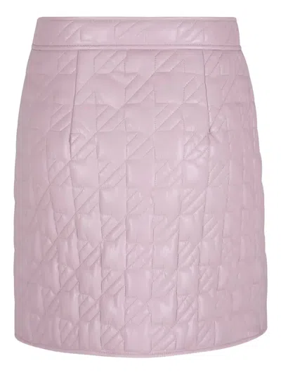 Msgm High-waisted Quilted Texture Skirt In Pink
