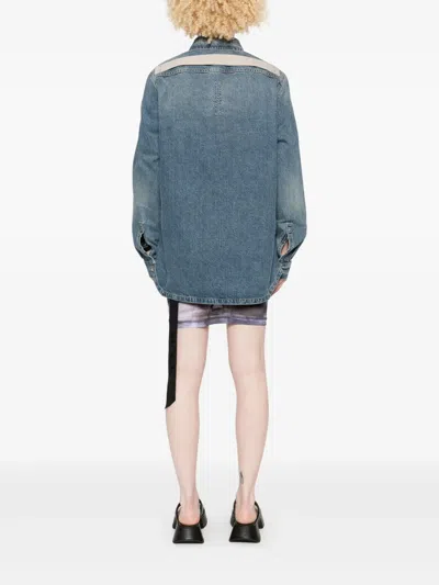 Rick Owens Drkshdw Collared Jacket Shirt Two Front Pockets In Blue