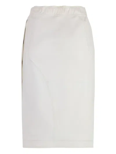 Tom Ford Leather Midi Skirt In White