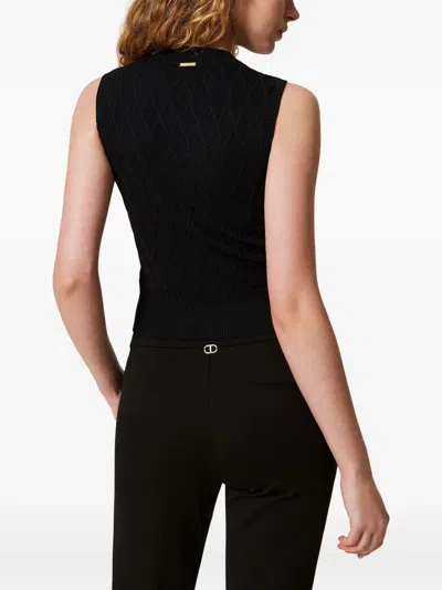 Twinset Lozenge-pattern Tank Top In Black