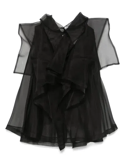 Khaite Santana Draped Silk-organza Top In Black