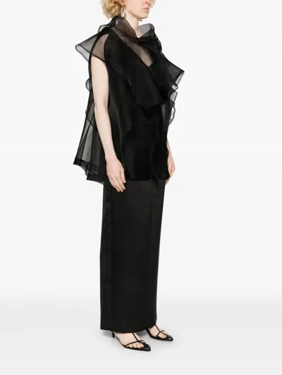 Khaite Santana Draped Silk-organza Top In Black