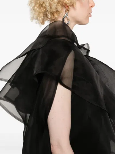Khaite Santana Draped Silk-organza Top In Black