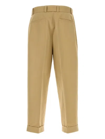 Jil Sander Cotton Blend Trousers Cuffed Hem In Neutrals
