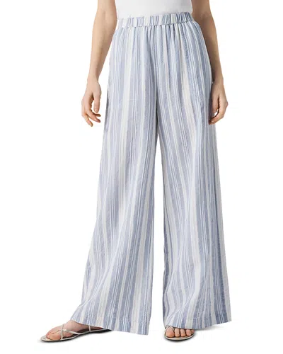 Splendid Raegan Stripe Wide Leg Pants In White/seaport