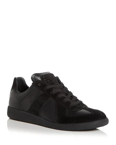 Maison Margiela Low Top Sneakers Featuring Suede Panels In Black