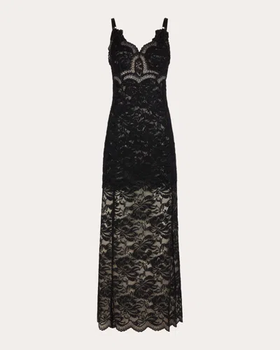 Rabanne Long Black Lace Dress  In Black