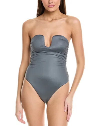 Milly Ragatta Ruched One-piece In Grey